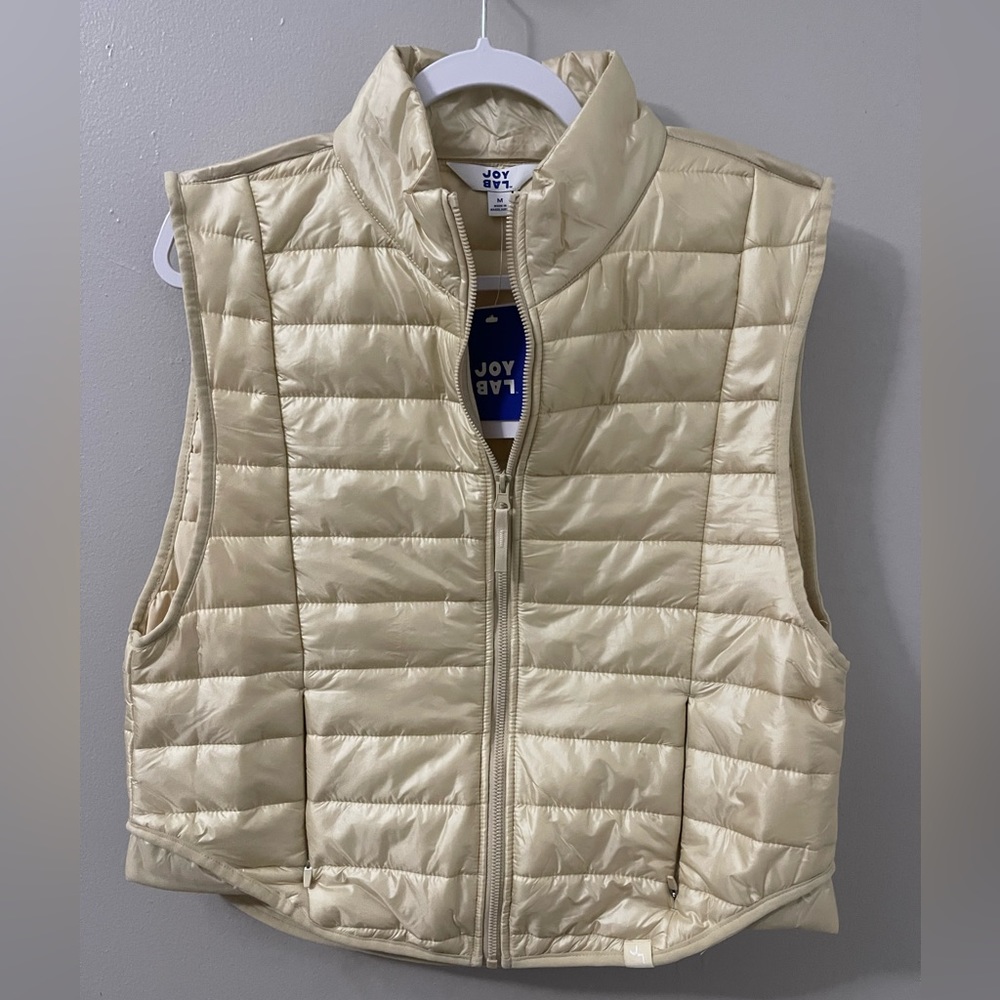 JoyLab Women's Quilted Puffer Vest Ivory Medium NEW